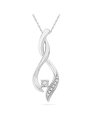 Sterling Silver Round Diamond Fashion Pendant (1/20 Cttw)