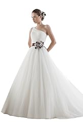 One Shoulder Floral Print Pleated Lace Belted  Organza  Ball Gown  Dress