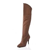 4 Inch Sexy Knee Hi Boot Pull On Cuffed Knee Boot 1 2 Inside Zip Single Sole Brown Leather by Unknown