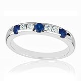 Imagine Designs Sapphire and Diamond Stackable Band 1/6ctw
