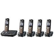 Panasonic KX-TG6445T DECT 6.0 Cordless Phone with Answering System, Metallic Black, 5 Handsets ooma telo