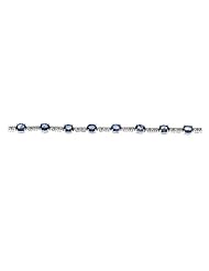 7.29CTW 18K White Gold Genuine Natural Blue Sapphire and Diamond Bracelet 7"