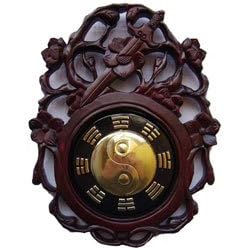 Hand Carved Wood Frame with Metal Bagua