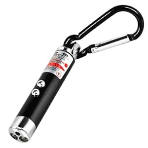 Trixes - 2 en 1 Puntero láser de luz roja y linterna-llavero LED de color negro