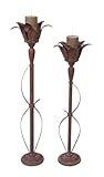 IMAGE OF Melrose Metal Flower Shape Candle Holder 34 and 39-Inch Tall, Set of 2
