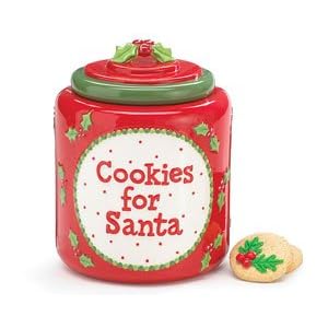 Cookies For Santa Holly and Berry Cookie Jar Food Storage Container by