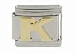 SilverBin Gold Tone Enamel Paint Letter Initial K Stainless Steel Italian Charm Link