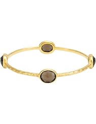 Sterling Silver Genuine Smoky Quartz Bangle 8inch Bracelet