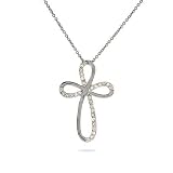 Eve's Addiction Sterling Silver and CZ Infinity Cross Pendant
