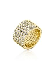 Goldtoned Wide Pave CZ Ring