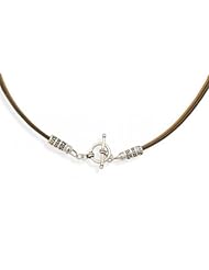 MMA Silver - 16 inch Double Strand Brown and Tan Leather Necklace