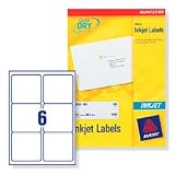 Avery Quick Dry Addressing Labels Inkjet 6 Per Sheet 991x931mm White Ref J8166 100 600 Labels