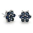 18k White Gold Blue Sapphire Flower Earrings