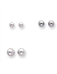 MadiK® 14k White Gold Polished Balls Post Set of 3 Earrings 4mm 5mm 6mm