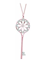 14K Gold over Sterling Silver 0.16ct TDW Diamond Flower in Circle Pendant (H-I, I1-I2)