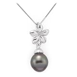 Tahitian Black Pearl Pendant in 14K White Gold