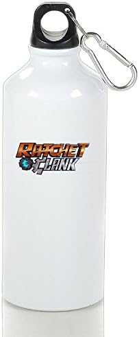 ZOENA Ratchet &amp; Clank Stylish Aluminum Travel Water Bottle White With Carabiner Hook,400-600ml /6.5OZ