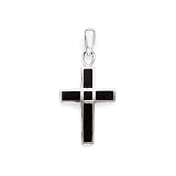925 Silver & Onyx Small Cross Pendant