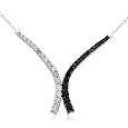 10k White Gold Black & White Diamond Necklace (1/2 cttw, I-J Color, I3 Clarity), 18"
