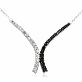 Buy 10k White Gold Black and White Diamond Necklace (1 2 cttw, I-J Color, I3 Clarity), 18 by Amazon.com Collection