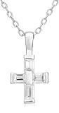 Sterling Silver Cubic Zirconia Cross Pendant, 18