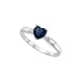 Silver Dark Blue CZ Heart Ring