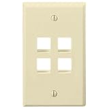 Leviton 40804-BA QuickPort Flush Mount Wall Plate, 4-Port, Almond