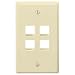Leviton 40804-BA QuickPort Flush Mount Wall Plate, 4-Port, Almond