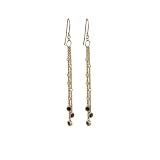 18k Yellow Gold Plated Sterling Silver Africa Amethyst Long Shoulder Duster Multi-Chain Earrings