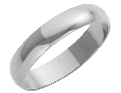 9ct White Gold Ladies 4mm Heavy D-Shape Wedding Ring