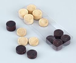 Wood Engraved Checker, 30 Pieces - Checkers Checkers