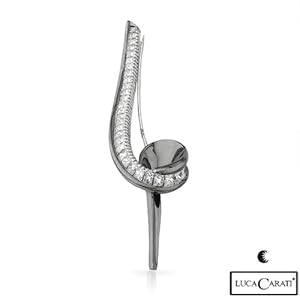 Luca Carati 18K White Gold 3.41 CTW Color G VVS2 Diamond Ladies Brooch. Length 80 mm. Total Item weight 19.9 g.