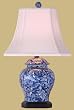 Asian Classic Traditional Formal Design Lighting- 21" Reverse Blue & White Oriental Style Fine Table Lamp