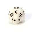 Chessex Mother of Pearl 16mm d20 Dice, White with black numbers