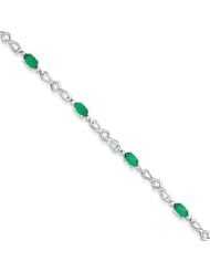 Sterling Silver Emerald and Diamond Bracelet