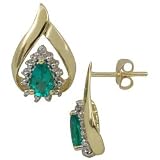 Created Emerald and Diamond Earrings
