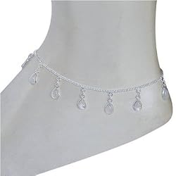 Beaded Ankle Bracelets Pair Sterling Silver Jewelry 9.75 Inches (ganklt044a)