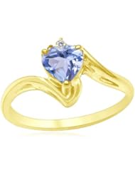 0.01 Cts Diamond & 0.49 Cts Tanzanite Ring in 14K Yellow Gold
