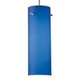 IMAGE OF Titan Line Voltage Pendant with Blue Glass Finish: Bronze