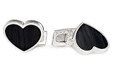 Sterling Silver Heart Cufflinks with Faux Cats Eye
