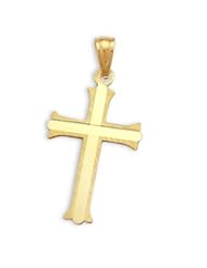 Classic Cross Pendant 14k Yellow Gold Charm Plain 1.00 inch