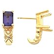 14K Yellow Gold Amethyst "J" Earrings