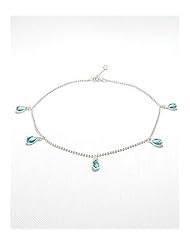 Deep Sky Blue CZ Anklet In 92.5 Sterling Silver