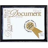 MCS Step Document Frame, Wall Size, ¾ Width, for a 8.5 x 11 Photograph, Color Black with Gold Trim