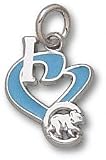 Chicago Cubs Solid Sterling Silver ''I Heart C'' Bear 1/2'' Enamel Pendant