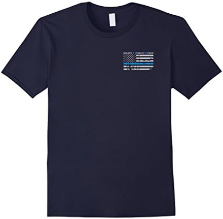 Men's Thin Blue Line American Flag T-Shirt - Front &amp; Back XL Navy