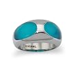 Stainless Steel Ladies' Ring With Blue Resin Inlay (Sizes 8-11)