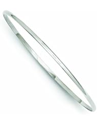 Genuine 14K White Gold White Gold 2mm Solid Polished Half-Round Slip-On Bangle 4 Grams Of Gold 100% Satisfaction Guaranteed.
