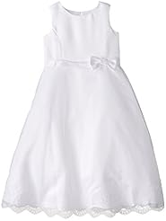 Girls Polyester Beaded Feathers Lace Zig Zag  Dress With a Ribbon 