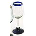 Mexican Glass Tulip Wine Blue Rim